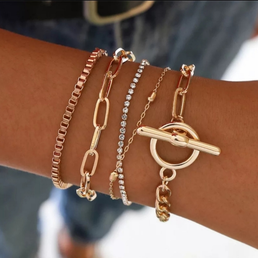 5 Pcs/Set Classic Women Round Geometry Bead Chain